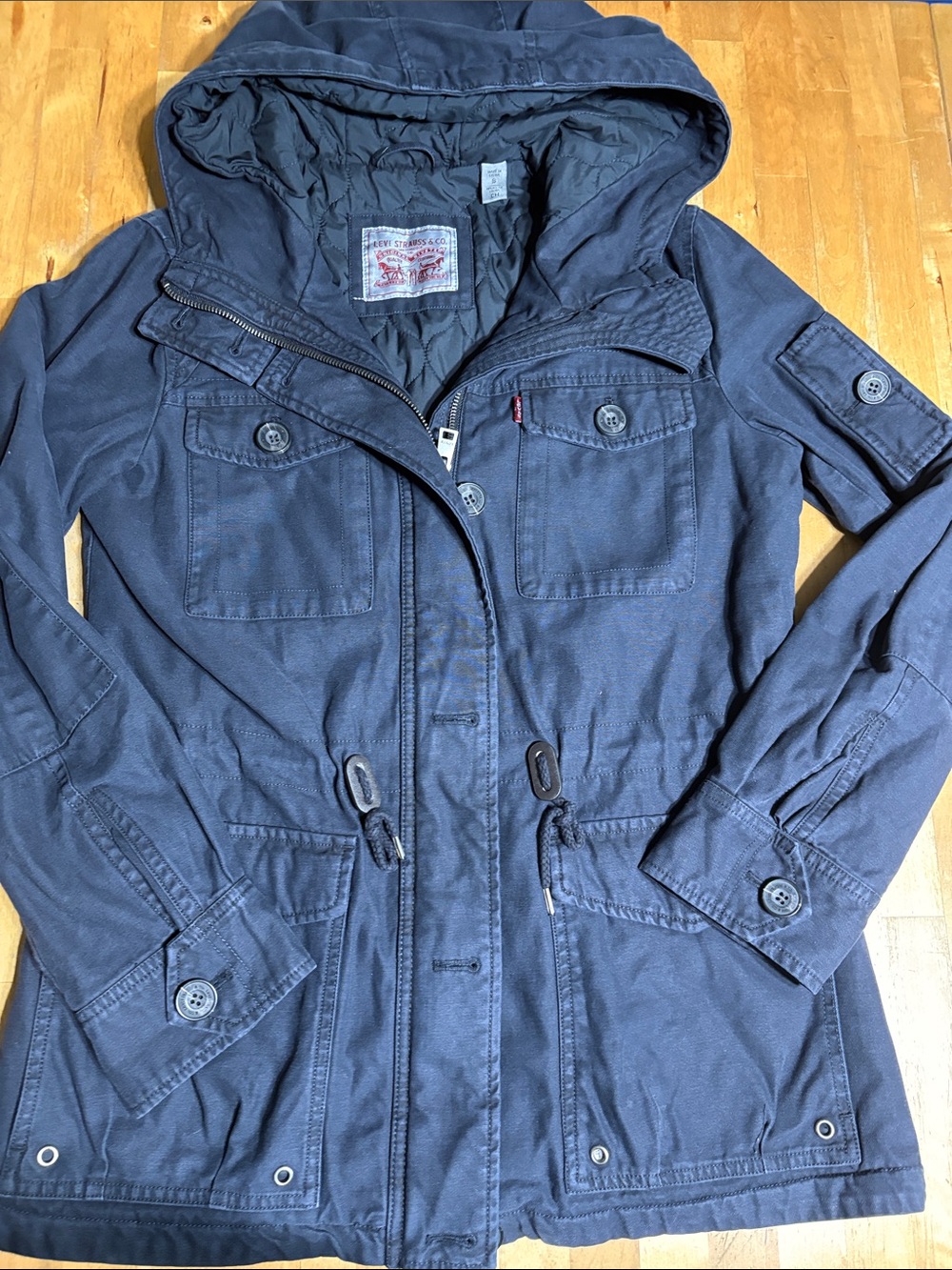 Levi's Women's Dark Blue Hooded Utility Jacket